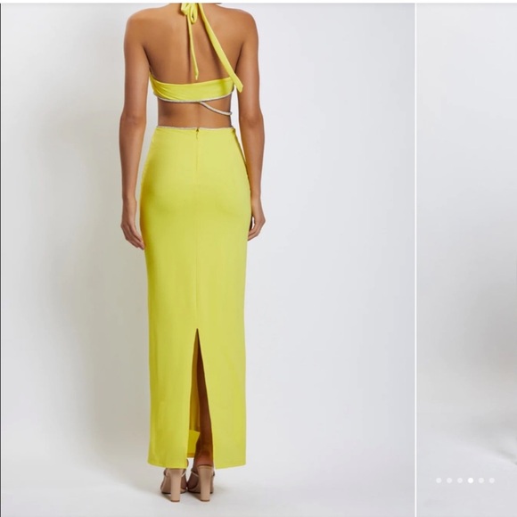 Meshki Yellow Nicha Diamante Cut Out Midi Dress - Picture 5 of 10